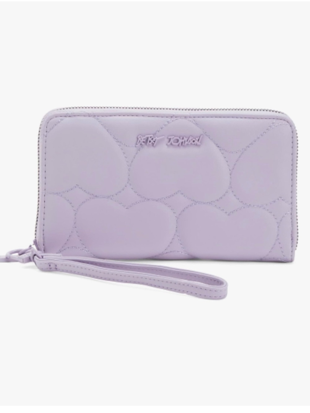 NWT Betsey Johnson Quilted Heart Zip Around Wallet in Lavender/Purple